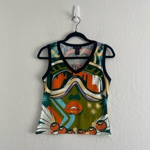 NWT Y2K Hayes Dead Stock All over Graphic Tank Top Womens Size Large 2000s
